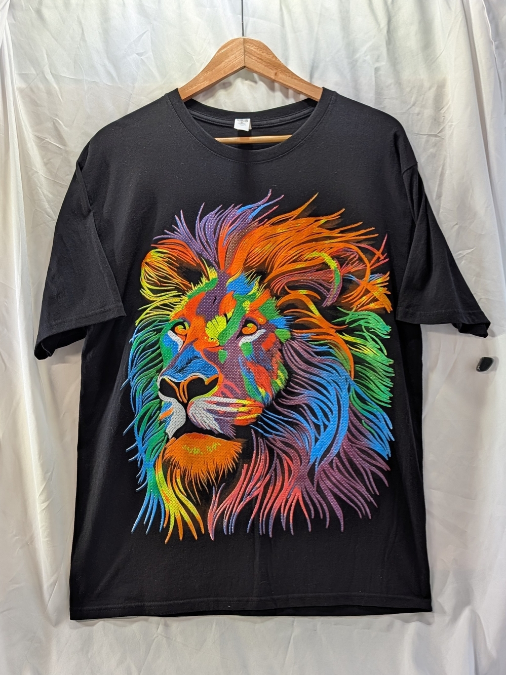 euron Cotton Mexico T Shirt w/Multicolor Lion front Graphic & Back Image Size L